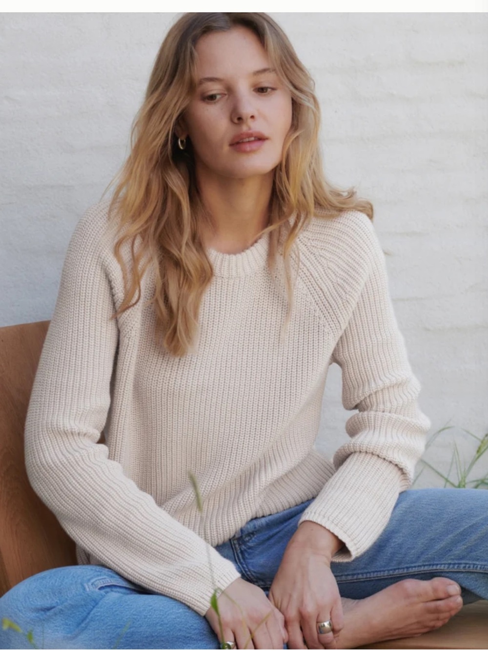 Jenni Kayne Cotton Fisherman Crewneck Sweater